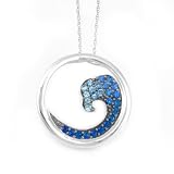 14K Graduated Sapphire Nautical Wave Pendant