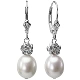 Isabella Rose 9-10mm Pearl Drop Silver Earrings, White