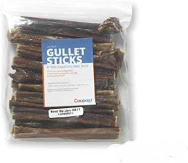 Dog Stick Treats - 100% All Natural Beef Gullet Sticks (20-Pack)