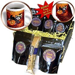 Milas Art Halloween - Funny Halloween Cat and Mouse - Coffee Gift Baskets - Coffee Gift Basket