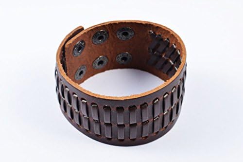Jewelryfinds Double Wide Men Brown Knit Wear Halloween Prom Button Bracelet