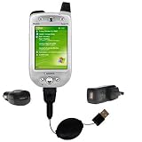 Retractable USB Hot Sync Compact Kit with Car  Wall Charger for the Audiovox 5050 PPC - Gomadic Brand w/ TipExchange Technology