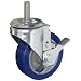 E.R. Wagner Americaster Stem Caster, Swivel with Strap Brake, Dust Cover, Polyurethane on Polyolefin Wheel, Delrin Bearing, 275 lbs Capacity, 4" Wheel Dia, 1-1/4" Wheel Width, 5" Mount Height, 1/2" Stem Dia, 1-1/2" Stem Height