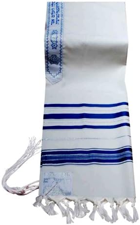 Jewish Blue/silver Tallit Wool Talit Prayer Shawl 47 * 67
