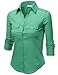 J.TOMSON Womens Button Down Cotton Shirt With Ribbed Side Trim