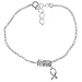 breast cancer - Sterling Silver Cure Nameplate Breast Cancer Awareness Ribbon Drop Chain Bracelet 7.5in