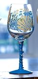 Ocean Blue White Wine Glass with Beaded Stem