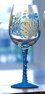 Ocean Blue White Wine Glass with Beaded Stem
