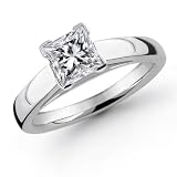 Platinum 1.00 Carat Princess Cut Solitaire Diamond Engagement Ring (G-H ; SI1-2)