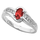14K White Gold Chatham Created Ruby and Diamond Ring
