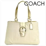 Coach Soho Leather East West Tote Handbag 18751 White Gold