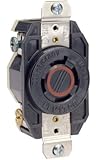 Leviton 2430 20-Amp, 480-Volt- 3PY, Flush Mounting Locking Receptacle, Industrial Grade, Grounding, V-0-MAX, Black