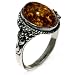 Certified Genuine Baltic Honey Amber and Sterling Silver Small Oval Ring, Sizes J, L, N, P, Q, S, T, V