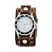 Nemesis Men's BVT037W Signature Stainless Steel Vintage Brown Leather Cuff Watch