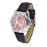 Kansas Jayhawks NCAA Mother of Pearl "Sport" Ladies Watch (Leather Band)