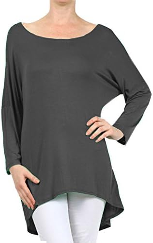 Women's Rayon Span High Low Tunic,Small,Charcoal Grey
