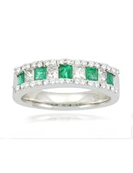 14k White Gold Classic Emerald Diamond Ring (3/5 cttw, I-J Color, SI2 Clarity)