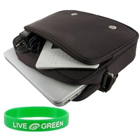 Netbook Messenger Bag (Brown / Pink) for ASUS Eee PC Seashell 1005HA-MU17-PI 10.1-Inch