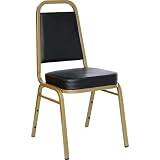 Hercules&trade; Series Upholstered Stack Chair with Trapezoidal Back and a 2.5'' Padded Foam Seat - Black Vinyl with Gold Frame [FD-BHF-1-ALLGOLD-BK-GG]