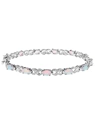 Created Opal Gemstone Bracelet 3.4 Carats in Sterling Silver
