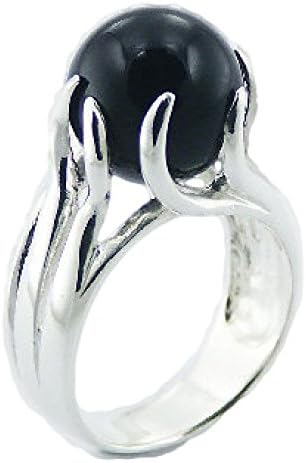 Clawed Black Agate Sphere .925 Sterling Planet Silver Designer Ring Jewelry (8)