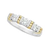 3 Diamond Bridal Anniversary Band 3/4 ct. Bezel Set in 14K Two Tone Gold