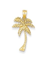 14K Yellow Gold Mini Palm Tree Charm Pendant
