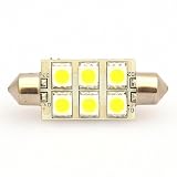 42mm High Power 6 LED SMD Festoon Bulb White 12 Volt DC Dash Dome Light Bulb, 1401