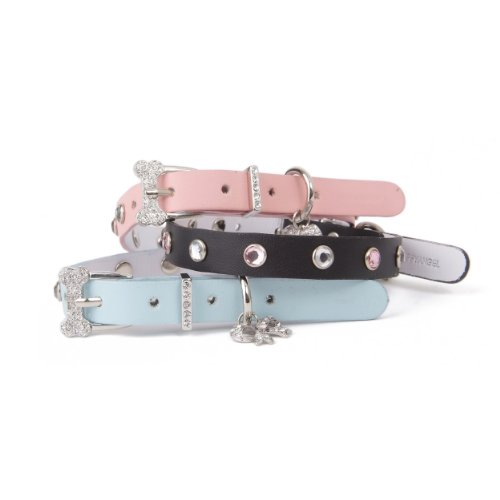 Puppy Angel Crystal Bone Buckle Collar, S, Blue