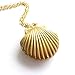MosBug Mermaid Valentine Necklace, Gold Tone Brass, Little Shell Locket, Nautical Jewelry