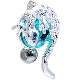 Aqua Cubic Zirconia TOP MOUNT Globe GECKO Belly Ring