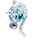 Jewelry : Aqua Cubic Zirconia TOP MOUNT Globe GECKO Belly Ring