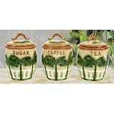 3PC CANISTER SET PALM TREE DECOR