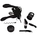 Metrokane 6010 Rabbit 6-Piece Wine Tool Kit, Black
