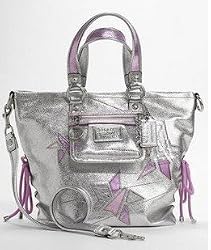 Coach 16050 Poppy Star Leather Spotlight Silver