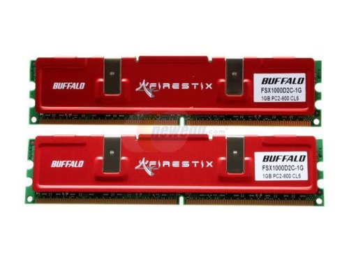 Buffalo FireStix - Memory - 2 GB : 2 x 1 GB - DIMM 240-pin - DDR2 - 1000 MHz / PC2-8000 - CL5 - 2.1 V - unbuffered - non-ECC