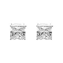 Sterling Silver 10mm Square Clear Cubic Zirconia CZ Clip On Earring