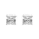 Sterling Silver 10mm Square Clear Cubic Zirconia CZ Clip On Earring