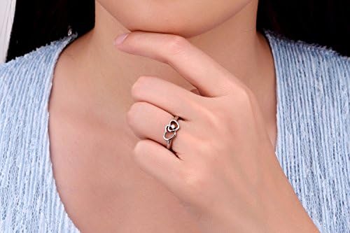 Double Heart Cubic Zirconia Wedding &amp; Promise Rings Stainless Steel