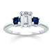 1.00 CT EMERALD DIAMOND W PRINCESS BLUE SAPPHIRE RING 18K
