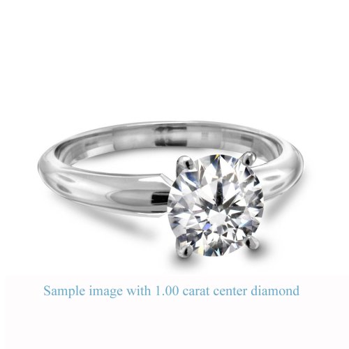 Four Prong Round Pre-Set Diamond Solitaire Ring In 18K White Gold ( Color H , Clarity SI2 ) (1/4 ct. t.w.)