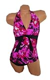 Beach Belle Swimwear Tummy Thinner PLUS SIZE Brushstroke Tie Detail Halter 2 Piece Tankini Swimsuit by Beach Belle®