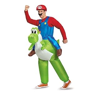 Disguise Men's Mario Riding Yoshi Adult Costume, Multi, One Size