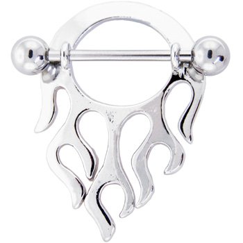 Tribal Flames Nipple Shield Body Jewelry 316l Surgical Stainless Steel