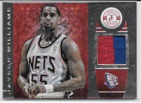 Jayson Williams 2013-14 Totally Certified Materials Red #21/25 Two Color New Jersey Nets Jersey Card #92