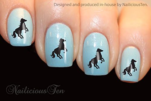 NAILICIOUS TEN Black Horse Nail Decal Water Transfer Decal ST8174