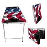 American Flag 6ft Beer Pong Table + 6 Pong Balls - Folds Up