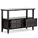 SIMPLIHOME Bedford SOLID WOOD Universal TV Media Stand, 53.9 inch Wide, Living Room Entertainment Center, Storage Cabinet with Glass Doors, for Flat Screen TVs up to 60 inches in Dark Tobacco Brown