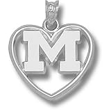University of Michigan M Polished Heart Pendant (Silver)