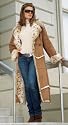 TAN LYNX-LINED SUEDE COAT